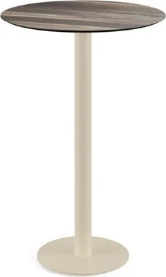 Immagine prodotto di Urban - Tavolo da bar con struttura color sabbia e piano in HPL effetto legno tropicale, Ø70 cm, 1 pezzo