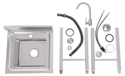 Produktbild von Küchenspüle, Edelstahl, Einzelbecken-Design, Silber