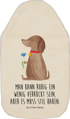 Produktbild von Mr. & Mrs. Panda Wärmflasche Hund Blume - Weiß - Geschenk, Bettflasche, mit Bezug, Haha, Wärmflaschen, Süß, Wärmekissen, Verrückt, Sprüche, Hunde, Kuschelwärmflasche