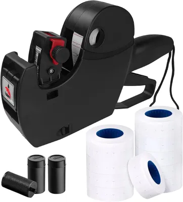 Imagen del producto de Pistola para etiquetas de precios, de 8 dígitos, con 5150 etiquetas, incluyendo tinta de repuesto, ideal para tiendas minoristas