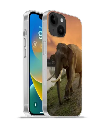 Produktbild von MuchoWow® Handyhülle Schutzhülle Hülle für Apple iPhone 14 - Softcase Elefant - Wasser - Tiere - Sonnenuntergang - Natur Silikon Softcase Handy Hülle - Mobiltelefonhülle