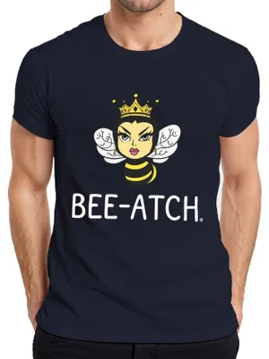 Immagine prodotto di BEE-ATCH Maglietta da uomo BEE-ATCH Queen Bee Crown Cheeky Bee Queen Feminist Retro, Navy, M