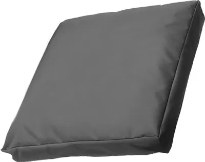A single gray cushion is shown against a white background.