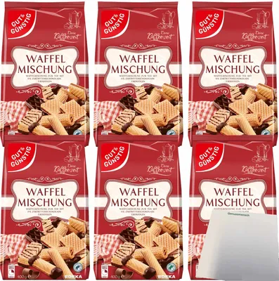 Produktbild von Gut & Günstig Waffelmischung Gebäck 6er Pack (6x400g Packung) + usy Block