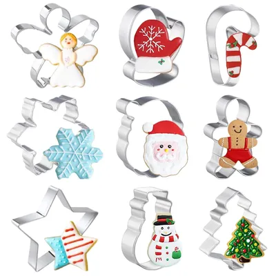 Productafbeelding van Set van 9 Kerstkoekjesuitsteekvormen van RVS