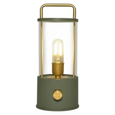 Produktbild von Anna's Collection USB Tischleuchte oliv grün dimmbar Filament LED außen 11x26cm
