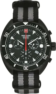Produktbild von Swiss Alpine Military Herren Uhr Chrono Analog Quarz 7066.9677SAM Nylon-Armband