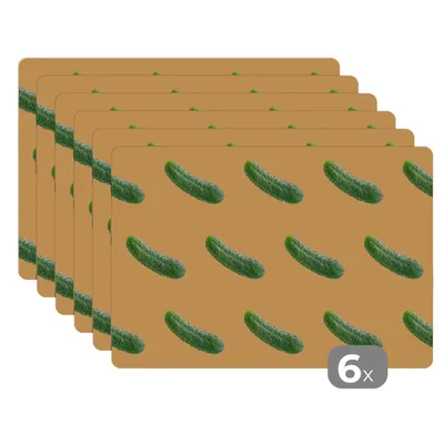 Obrázok produktu pre MuchoWow® Podložky Sada 6 podložiek Umývateľné podložky 30x45x0.3cm Zelenina - vzory - oranžová Podložka pod stôl Nekĺzavá a odolná voči teplu