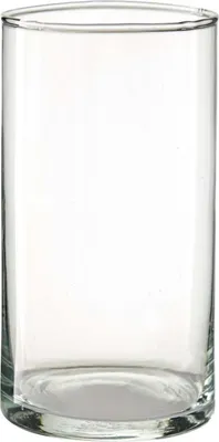 A clear, studio shot of a glass vase.