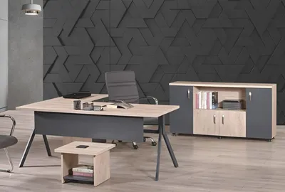Produktbild von Arbeitstisch Komplettbüro Büromöbel Eckbürotisch 3tlg Holz Set Grau