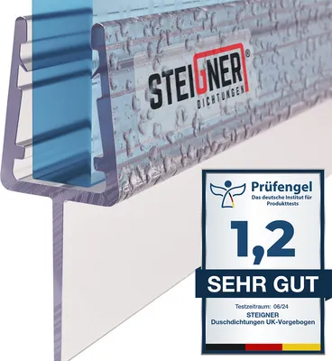 Produktbild von STEIGNER Duschdichtung, 100cm, Glasstärke 6/7/ 8 mm, Gerade PVC Ersatzdichtung für Dusche, UK10