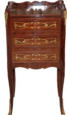 Image de Casa Padrino Commode baroque 3 tiroirs Marron Marqueterie H 82 cm, L 42 cm - Modèle Acajou - Table de chevet Console