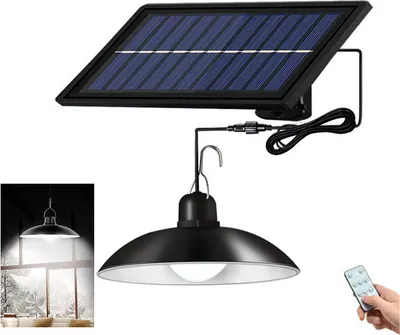 Produktbild von Außen Solarlampe Solar Pendelleuchte IP65 Wasserdichte Garten Hängelampe mit Fernbedienung, Kaltweiß