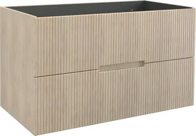 Produktbild von Jungborn Waschbeckenunterschrank SEDICI BxHxT 100 x 57 x 50 cm Frontfarbe tabak eiche geriffelt inkl. Einzelsiphon