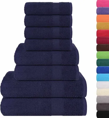 Produktbild von vidaXL 8-tlg. Handtuch-Set FROGN Marineblau 360 g/m²