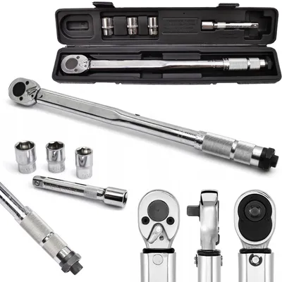 Produktbild von Drehmomentschlüssel 1/2" 28-210Nm + 3 Chrom-Steckschlüssel 17 19 21Mm