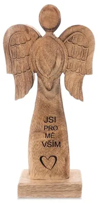 Image de Figurine d'ange MANGO en bois - Objet de décoration - 30 cm - Marron