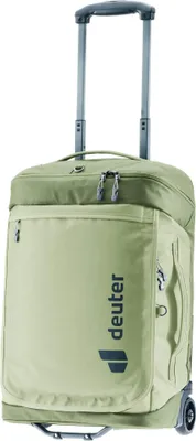 A rolling duffel bag with a telescoping handle.