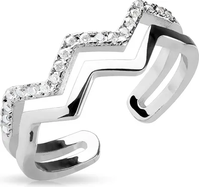 Produktbild von Fingerspitzenring Midi Knöchel Nagel Ring Zehenring ZickZack eckig rhodiniert Autiga® unisize