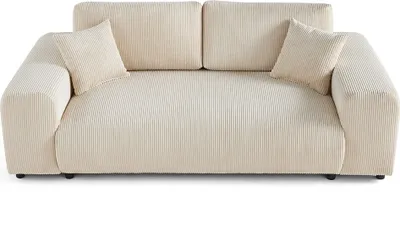 Image de Lisa Design Garance - canapé droit 3 places - en velours côtelé , Beige