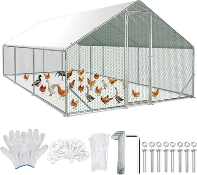 Produktbild von Auslaufgehege für Hühner - Hühnerstall - Kaninchenstall - Außengehege - Tiergehege - Verzinkter Stahlrahmen