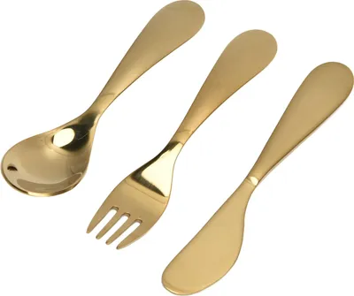 Image de 304 Stainless Steel Kitchen Ta Set Children Fork Spoon Knife Golden Cutlery Set Gold