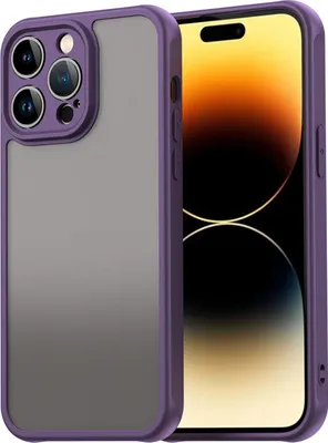 Obrázek produktu pro Pouzdro pro iPhone 14 Pro Max, průsvitná matná zadní strana s ochranou fotoaparátu, nárazuvzdorné ochranné pouzdro Fialová