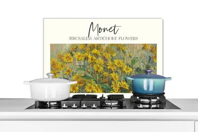 Obrázok produktu pre MuchoWow® Splashback Kuchyňa - Kuchynský backsplash - Ochrana steny pre sporák a drez Maľba - Monet - Kvety 60x40cm Alu-Dibond (alternatíva k