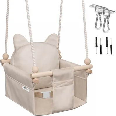 Imagen del producto de Columpio infantil Silecomplaza con arnés de seguridad, altura ajustable de 150 a 190 cm, columpio para interiores, estructura estable, asiento de terciopelo, montaje sencillo, columpio interior para niños