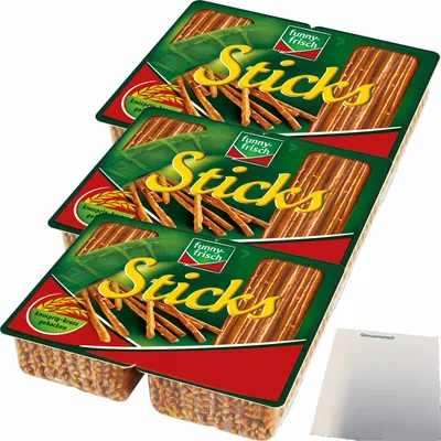 Produktbild von funny-frisch Sticks Salzstangen 3er Pack (3x200g Packung) + usy Block