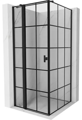 Obrázek produktu pro Mexen Mist T sprchový kout s otočnými dveřmi levý 95 x 95 cm, černá mřížka, černá - 8A4T-095-095-70-77-L