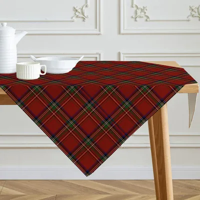 Weihnachtstischdecke, kariert, rot, 85 x 85 cm, Polyester