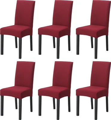 Obrázek produktu pro 6ks / sada krytů židlí Stretch Universal Jídelní židle Elastický kryt židle, Kryty židlí Odnímatelný moderní ochranný kryt pro kryt Banquet Party Hotel (červená)