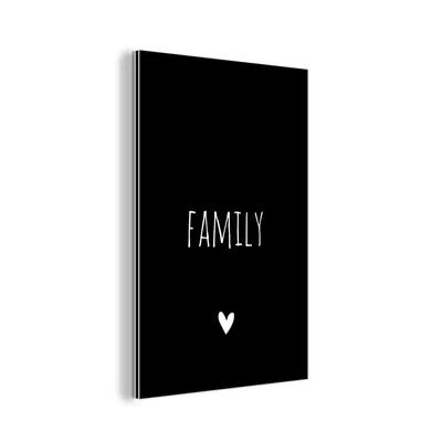 Obrázok produktu pre Nástenná dekorácia Kovový kovový obraz Wall Art 60x90cm Anglický citát "Family" na čiernom pozadí Muchowow Hliníkové obrazy