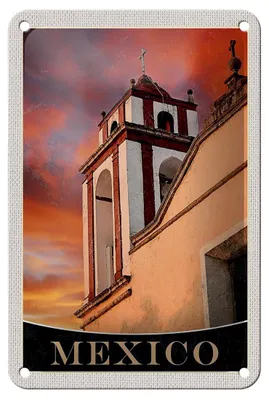 Produktbild von Blechschild Reise 12x18cm Mexiko Amerika USA Mittelalter Kirche Schild