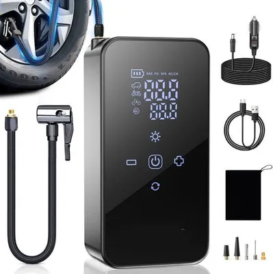 Immagine prodotto di Pompa elettrica mini – Display digitale – Batteria ricaricabile – Adatta per auto, moto, biciclette, e-bike e palloni