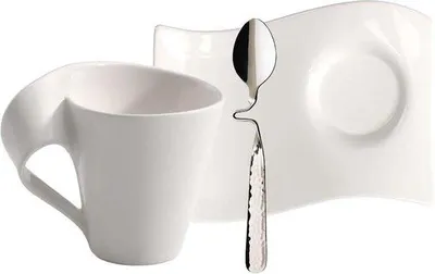 Immagine prodotto di Set di tazze da caffè, 6 pezzi, in porcellana pregiata e acciaio inossidabile