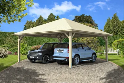 Produktbild von Doppelcarport SKAN HOLZ Taunus mit Pfostenankern 634x634 cm natur