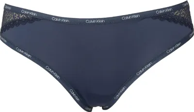 Produktbild von CK CALVIN KLEIN Damen-Slip, sichtbare elastische Hose mit Logo-Stoff mit Spitzeneinsätzen, Artikel QF5153O, XS, Elasthan 30%,Nylon 70%