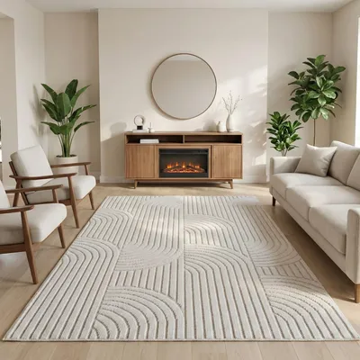 Produktbild von Carpetsale24 Teppich Wohnzimmer Boho Design Bouclé Schlingenflor Skandi Stil Robust Superweich für Schlafzimmer, Grösse: 140x200 cm