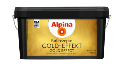 Produktbild von Alpina Farbrezepte Wandfarbe Gold-Effekt 3 L Basis & 1 L Finish samtig-schimmernd