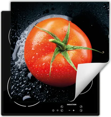 Produktbild von DarHaus Herdabdeckplatte 60x52 cm Anti Rutsch Matte Aufrollbar, schwarz - Tomaten