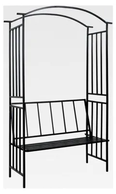 Produktbild von Rosenbogen mit Sitzbank für den Garten, Rankhilfe und Pergola, Schwarz, 128x50x207 cm