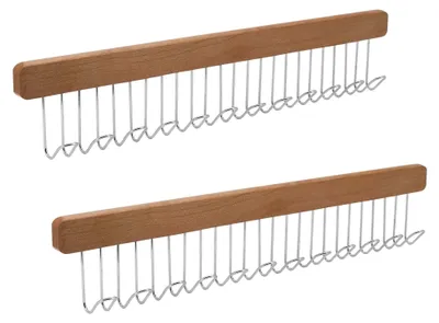 Produktbild von 2er Set Krawattenbügel für den Kleiderschrank, Krawattenbügel mit 8 oder 12 Haken, ausziehbare Krawattenhalter und Gürtelaufhänger für Gürtel, Krawatten, Schals und Unterwäsche