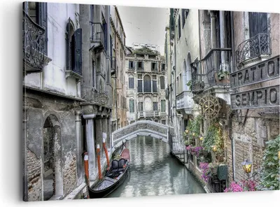 Produktbild von Bild auf Leinwand - Leinwandbild - Venedig Brücke Wasser - 120x80cm - Wand Bild - Wanddeko - Leinwanddruck - Bilder - Kunstdruck - Wanddekoration - Leinwand bilder - Wandkunst - AA120x80-3522