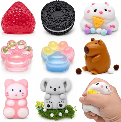 Zdjęcie produktu dla Zestaw antystresowych zabawek "squishy" Taba - zestaw 8 sztuk - zabawki do ściskania, redukujące stres