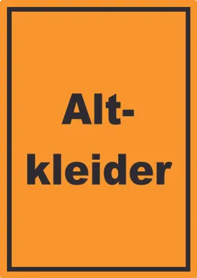 Produktbild von Altkleider Mülltrennung Aufkleber mit Text A9 (37x52mm)