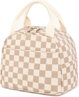 Produktbild von Corduroy-Rucksack für Männer und Frauen, großes Fassungsvermögen, herstellbare isolierte Lunchbox, beige und braun gerufter Rucksack für Arbeit, Picknicks oder Reisen