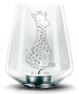 Produktbild von Mr. & Mrs. Panda Kerzenhalter Giraffe Zufrieden - Transparent - Geschenk, Abenteuer, Laterne, Teelichthalter, glas, Windlicht, Glück, Afrika