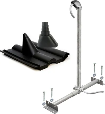 Produktbild von SkyRevolt Dachsparrenhalter Montageset | Frankfurter-Ziegel schwarz ALU-Mastkappe